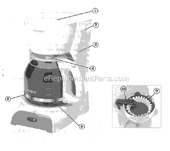 Page A Diagram and Parts List for DR12  Mr Coffee Coffee Maker